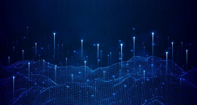 An abstract wireframe landscape of connected data points